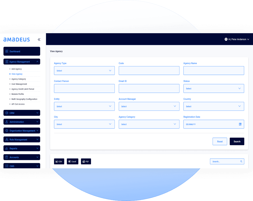 Admin screen