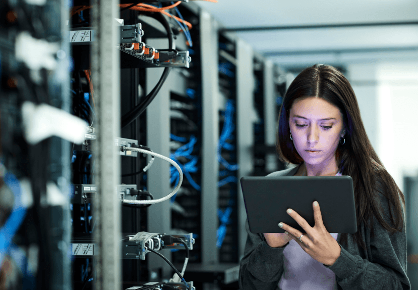 Girl in server room